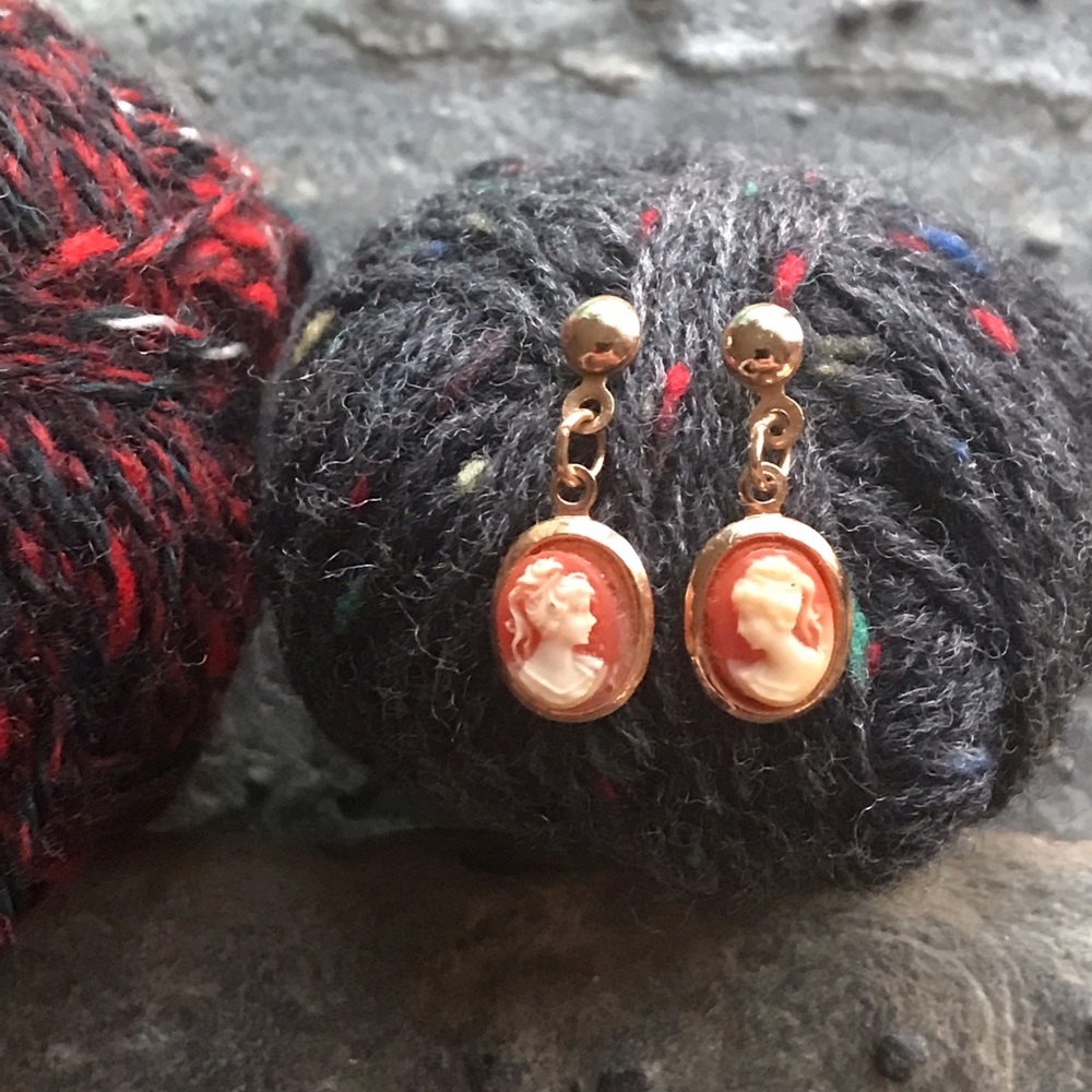 Tiny Cameo Earrings - Ponytail Girl